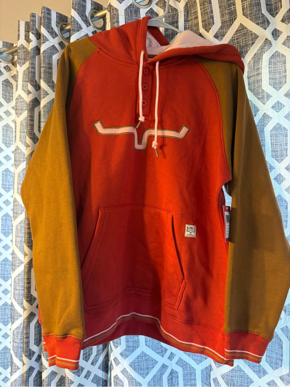 Kimes Ranch Red and Olive Hooded Pullover Sweatshirt brand new with tags